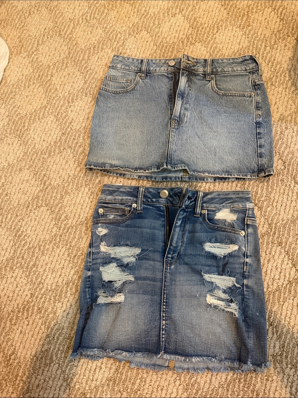 American Eagle Outfitters Distressed Blue Denim Mini Skirts (Pair)and pacific
